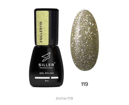 Зображення  Гель-лак для нігтів Siller Professional Classic №119 (приглушено-золотистий з блискітками), 8 мл, Об'єм (мл, г): 8, Цвет №: 119