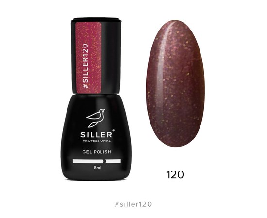 Зображення  Гель-лак для нігтів Siller Professional Classic №120 (коричнево-бордовий з мікроблиском), 8 мл, Об'єм (мл, г): 8, Цвет №: 120