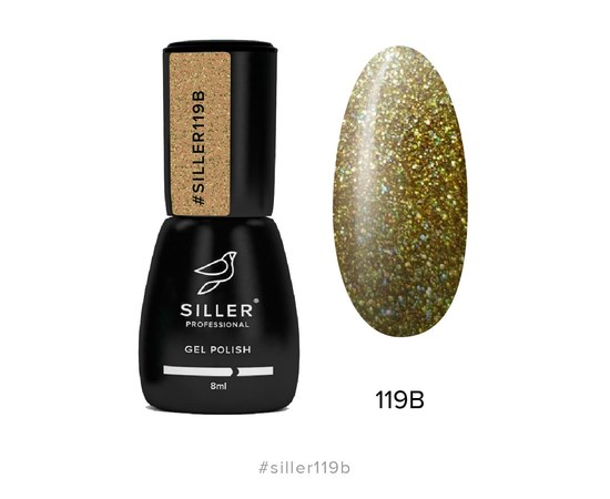 Зображення  Гель-лак для нігтів Siller Professional Classic №119В (золотий з блискітками), 8 мл, Об'єм (мл, г): 8, Цвет №: 119В