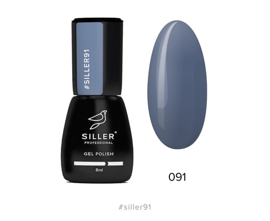 Зображення  Гель-лак для нігтів Siller Professional Classic №091 (сіро-синій), 8 мл, Об'єм (мл, г): 8, Цвет №: 091
