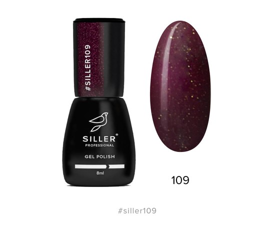 Зображення  Гель-лак для нігтів Siller Professional Classic №109 (винний з мікроблиском), 8 мл, Об'єм (мл, г): 8, Цвет №: 109