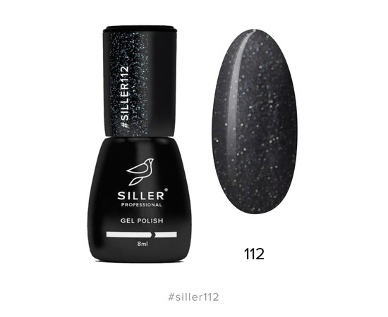 Изображение  Гель-лак для ногтей Siller Professional Classic №112 (темный серо-зеленый с блестками), 8 мл, Объем (мл, г): 8, Цвет №: 112