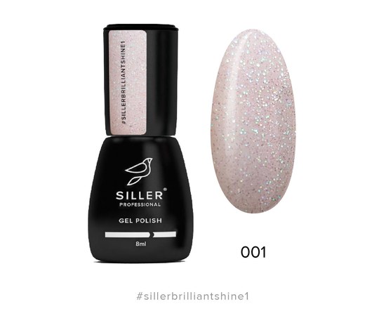 Зображення  Гель-лак для нігтів Siller Professional Brilliant Shine №01 (прозорий з блискітками), 8 мл, Об'єм (мл, г): 8, Цвет №: 01