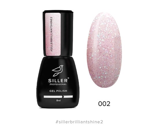 Изображение  Гель-лак для ногтей Siller Professional Brilliant Shine №02 (нежный розовый с блестками), 8 мл, Объем (мл, г): 8, Цвет №: 02