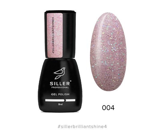Изображение  Gel polish for nails Siller Professional Brilliant Shine No. 04 (pink balsam with sparkles), 8 ml, Volume (ml, g): 8, Color No.: 4