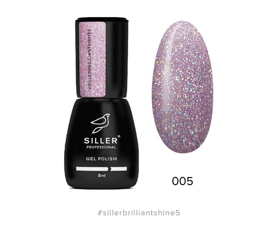 Изображение  Гель-лак для ногтей Siller Professional Brilliant Shine №05 (лиловый с блестками), 8 мл, Объем (мл, г): 8, Цвет №: 05