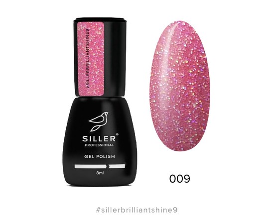 Зображення  Гель-лак для нігтів Siller Professional Brilliant Shine №09 (західно-рожевий з блискітками), 8 мл, Об'єм (мл, г): 8, Цвет №: 09