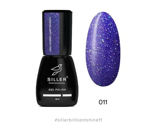 Изображение  Gel polish for nails Siller Professional Brilliant Shine No. 11 (purple with sparkles), 8 ml
