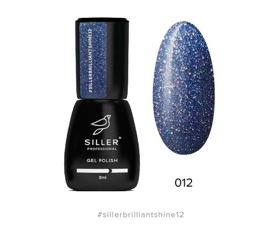 Изображение  Гель-лак для ногтей Siller Professional Brilliant Shine №12 (светло-синий с блестками), 8 мл, Объем (мл, г): 8, Цвет №: 12