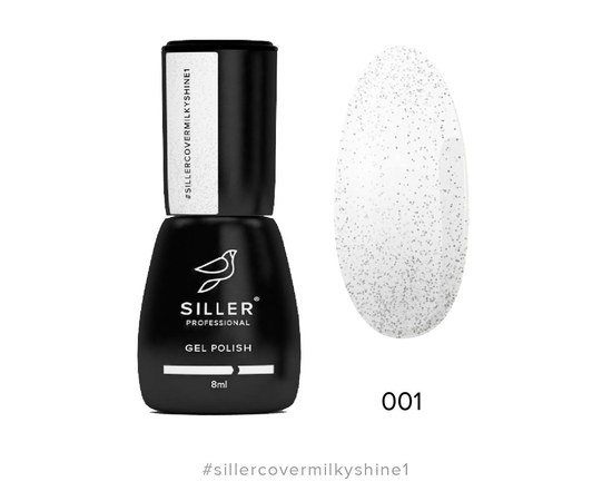 Зображення  Siller Cover Base Milky Shine №1 молочна камуфлююча база c сріблястим блиском для нігтів, 8 мл, Об'єм (мл, г): 8, Цвет №: 1