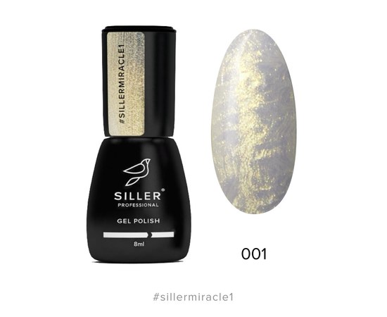 Изображение  Гель-лак для ногтей Siller Professional Miracle №001 (жемчужный, золотой полупрозрачный), 8 мл, Объем (мл, г): 8, Цвет №: 001