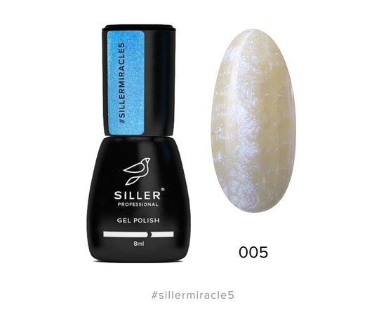 Зображення  Гель-лак для нігтів Siller Professional Miracle №005 (перловий, бузково-блакитний напівпрозорий), 8 мл, Об'єм (мл, г): 8, Цвет №: 005