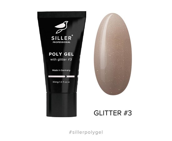 Зображення  Siller Poly Gel with glitter №3 Полігель, що моделює з гліттером (золотий пісок), 30 мл, Об'єм (мл, г): 30, Цвет №: 3