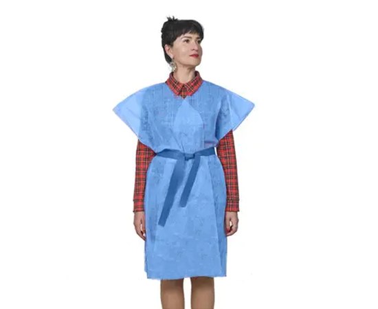 Изображение  Халат кимоно без рукавов с поясом Doily L/XL (1 шт/пач) из спанбонда голубой