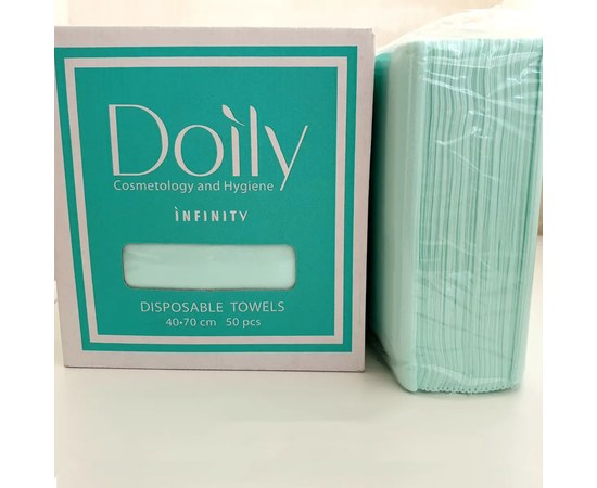 Изображение  Towels in a box Doily INFINITY 40x70 cm (50 pcs/box, 2x25 pcs/pack) mint