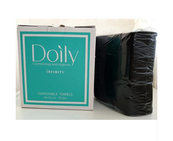 Изображение  Полотенца в коробке Doily INFINITY 40х70 см (50 штук шт/кор, 2х25 шт/пач) черный