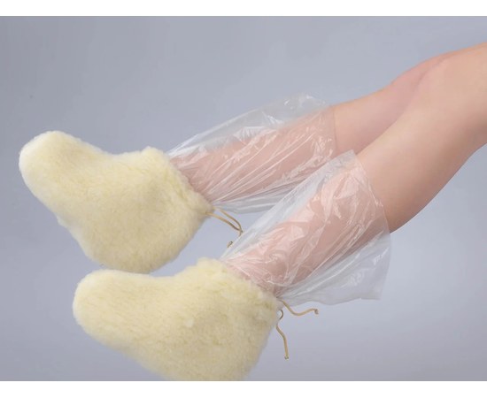 Изображение  Reusable paraffin boots Doily (1 pair/pack) made of artificial fur cream