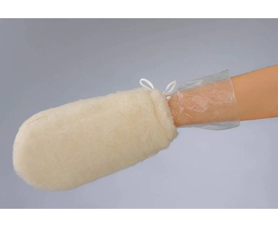 Изображение  Gloves reusable for paraffin Doily (1 pair / pack) from artificial fur cream