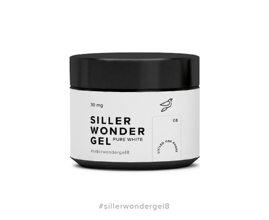 Зображення  Siller Wonder Gel Pure White №8 гель (біліше білого), 30 мг, Об'єм (мл, г): 30, Цвет №: 08
