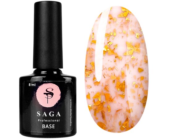 Изображение  Base with flakes Saga Leaf Base 8 ml, No. 05 cappuccino with gold, Volume (ml, g): 8, Color No.: 5