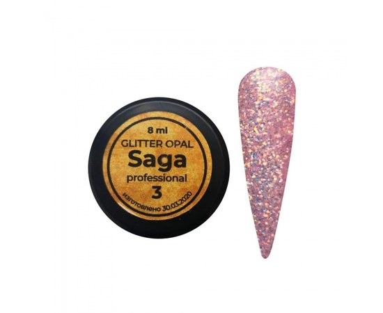 Изображение  Glitter gel for nails Saga Glitter Gel Opal 8 ml, № 03, Volume (ml, g): 8, Color No.: 3