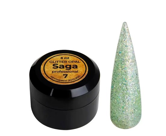 Изображение  Glitter gel for nails Saga Glitter Gel Opal 8 ml, № 07, Volume (ml, g): 8, Color No.: 7