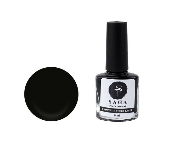 Изображение  Лак-краска для стемпинга с липким слоем Saga Professional Stamping Paint With Sticky Layer 8 мл, черный, Цвет №: 001