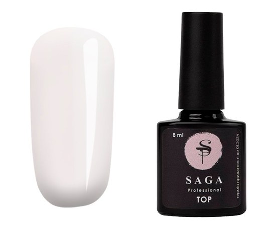 Изображение  Top for gel polish without a sticky layer Saga Professional Top Ivory, milky, 8 ml