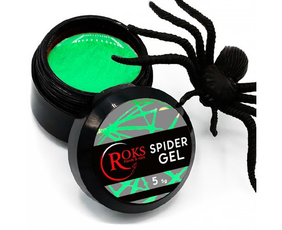 Зображення  Гель-павутинка для дизайну нігтів Roks Spider Gel 5 г, № 7 зелений, Об'єм (мл, г): 5, Цвет №: 007