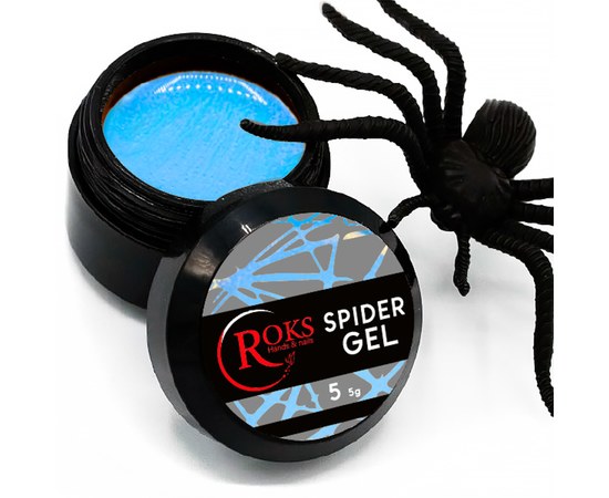 Изображение  Гель-паутинка для дизайна ногтей Roks Spider Gel 5 г, № 9 голубой, Объем (мл, г): 5, Цвет №: 009