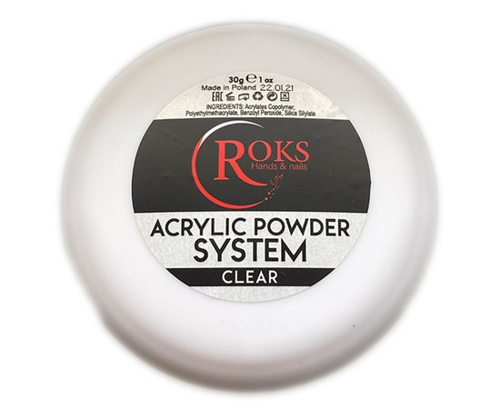 Изображение  Acrylic nail powder Roks 5 g, clear