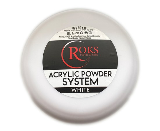 Изображение  Acrylic nail powder Roks 10 g, white, Color No.: White