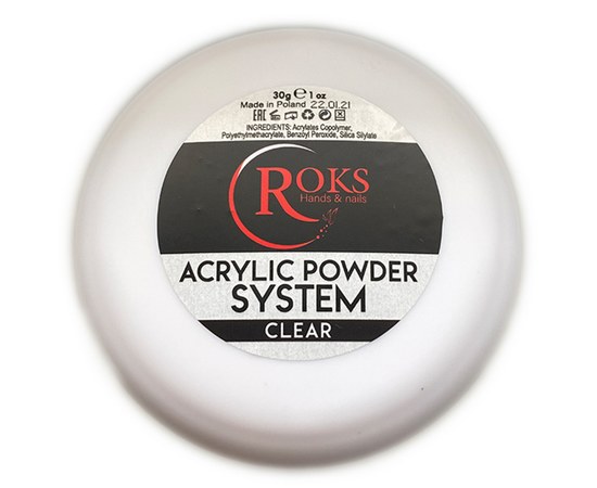 Изображение  Acrylic nail powder Roks 30 g, clear, Color No.: clear