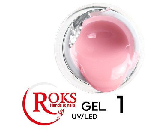 Зображення  Гель для нарощування нігтів Roks UV/LED Gel 15 мл № 1, Об'єм (мл, г): 15, Цвет №: 001