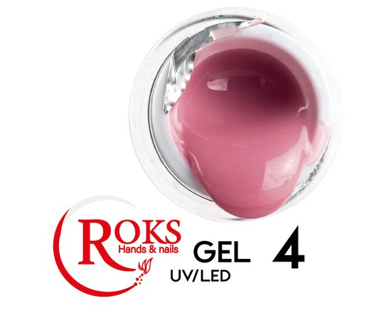 Зображення  Гель для нарощування нігтів Roks UV/LED Gel 15 мл № 4, Об'єм (мл, г): 15, Цвет №: 004