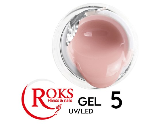 Изображение  Гель для наращивания ногтей Roks UV/LED Gel 15 мл, № 5, Объем (мл, г): 15, Цвет №: 005