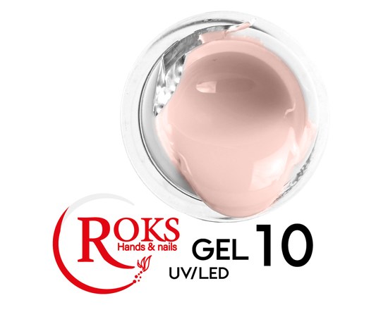 Изображение  Гель для наращивания ногтей Roks UV/LED Gel 15 мл, № 10, Объем (мл, г): 15, Цвет №: 010