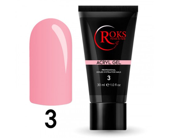 Изображение  Acryl gel for nails Roks Acryl gel 30 ml, No. 3, Volume (ml, g): 30, Color No.: 3
