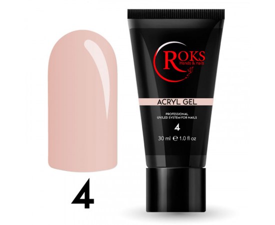 Изображение  Acryl gel for nails Roks Acryl gel 30 ml, № 4, Volume (ml, g): 30, Color No.: 4