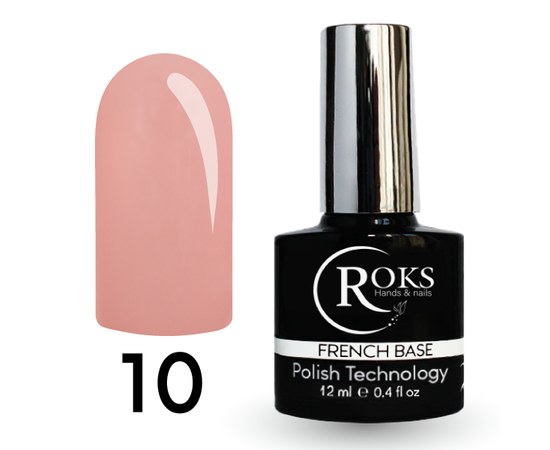Изображение  Camouflage base for gel polish Roks Rubber Base French 12 ml, No. 10, Volume (ml, g): 12, Color No.: 10