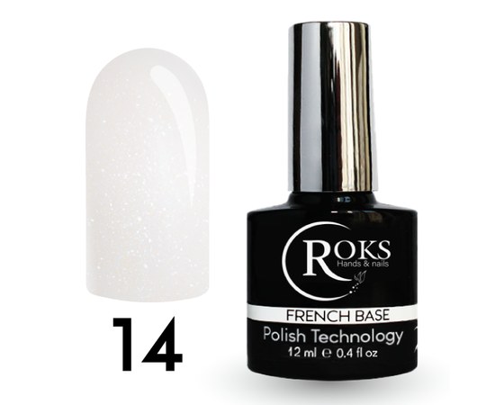 Изображение  Camouflage base for gel polish Roks Rubber Base French 12 ml, No. 14, Volume (ml, g): 12, Color No.: 14