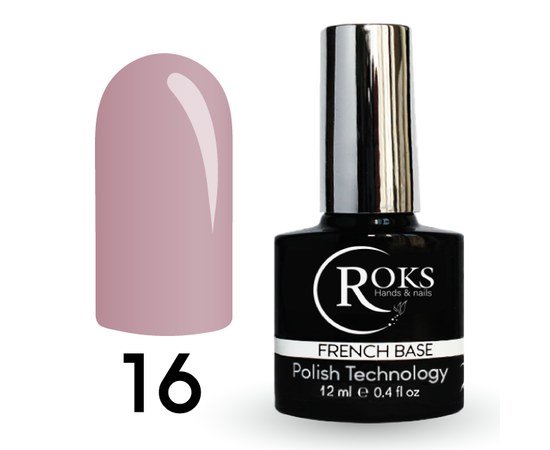 Изображение  Camouflage base for gel polish Roks Rubber Base French 12 ml, No. 16, Volume (ml, g): 12, Color No.: 16