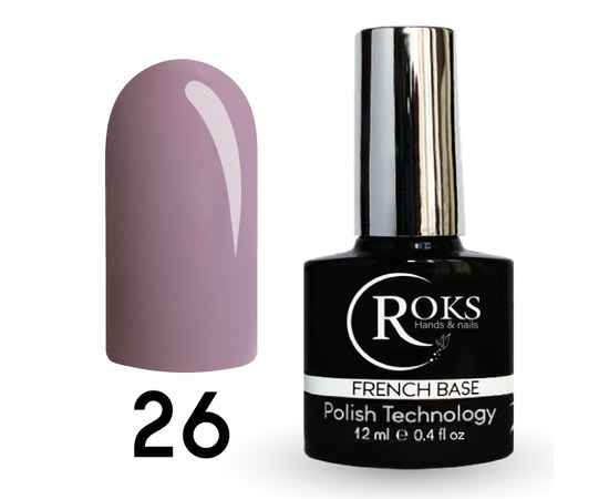 Изображение  Camouflage base for gel polish Roks Rubber Base French 12 ml, No. 26, Volume (ml, g): 12, Color No.: 26
