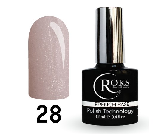 Изображение  Camouflage base for gel polish Roks Rubber Base French 12 ml, No. 28, Volume (ml, g): 12, Color No.: 28