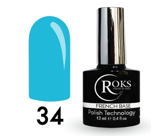 Изображение  Camouflage base for gel polish Roks Rubber Base French 12 ml, No. 34, Volume (ml, g): 12, Color No.: 34
