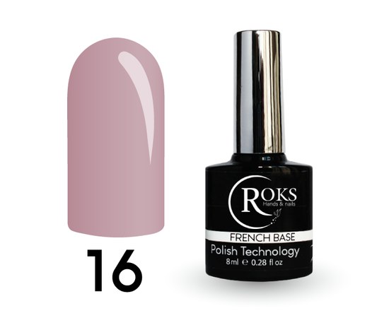 Изображение  Camouflage base for gel polish Roks Rubber Base French 8 ml, No. 16, Volume (ml, g): 8, Color No.: 16
