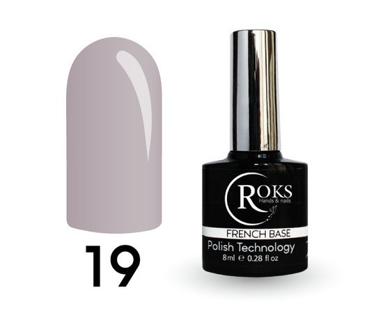 Изображение  Camouflage base for gel polish Roks Rubber Base French 8 ml, No. 19, Volume (ml, g): 8, Color No.: 19