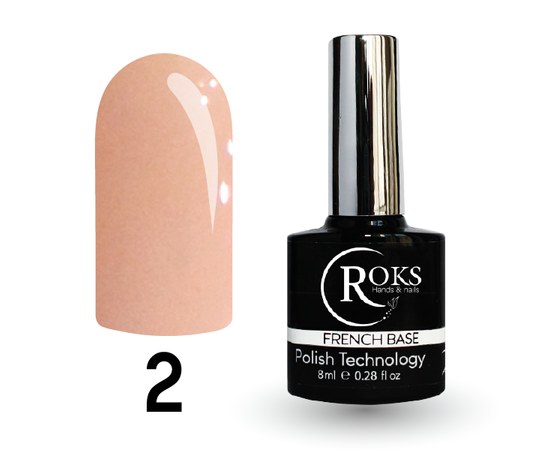 Изображение  Camouflage base for gel polish Roks Rubber Base French 8 ml, No. 2, Volume (ml, g): 8, Color No.: 2