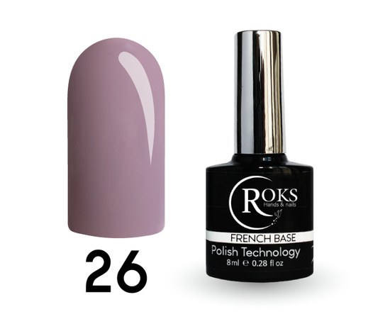 Изображение  Camouflage base for gel polish Roks Rubber Base French 8 ml, No. 26, Volume (ml, g): 8, Color No.: 26