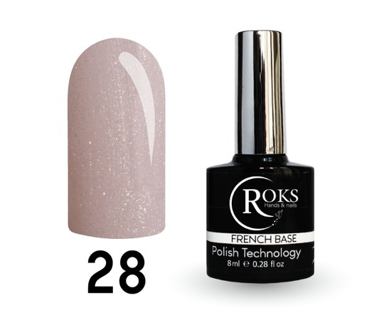 Изображение  Camouflage base for gel polish Roks Rubber Base French 8 ml, No. 28, Volume (ml, g): 8, Color No.: 28